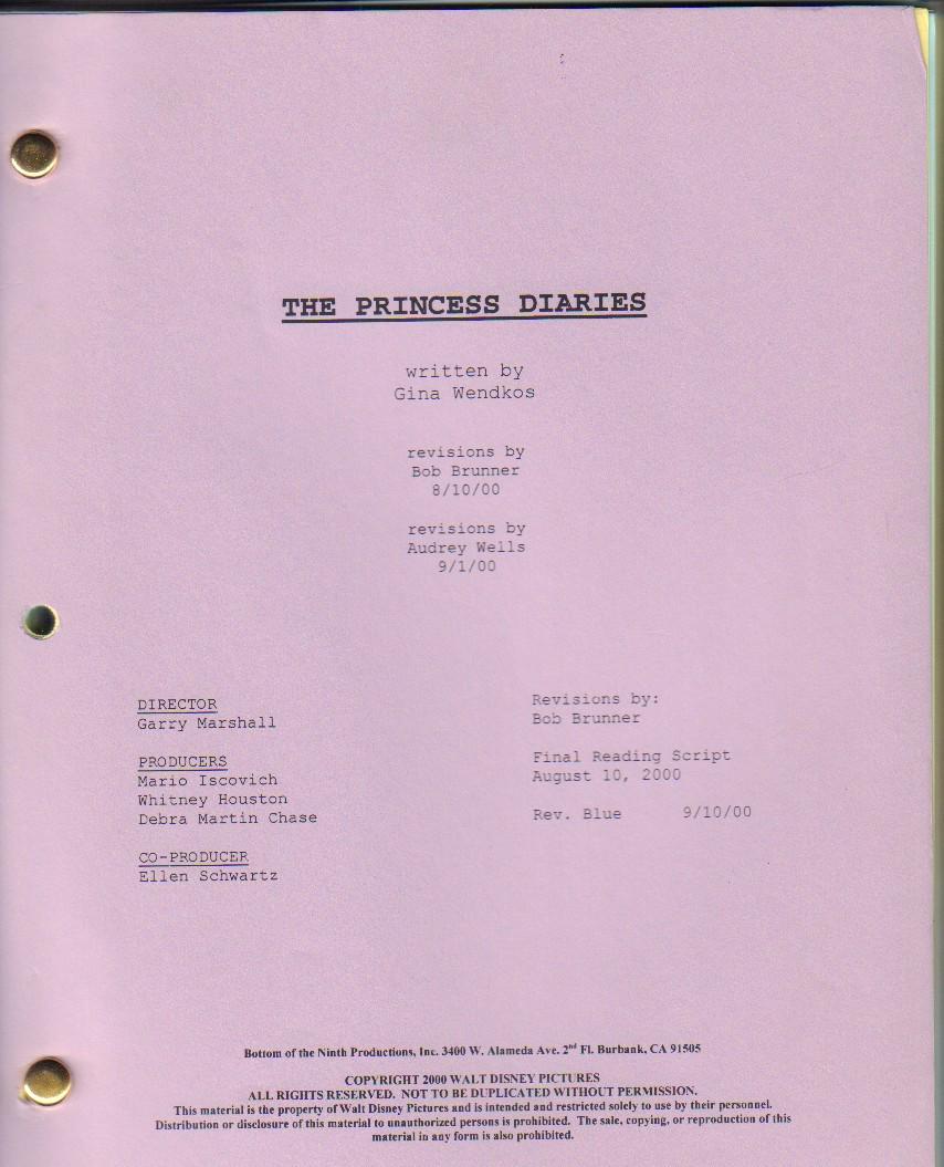 The Princess Dairies original script (1 of 1)