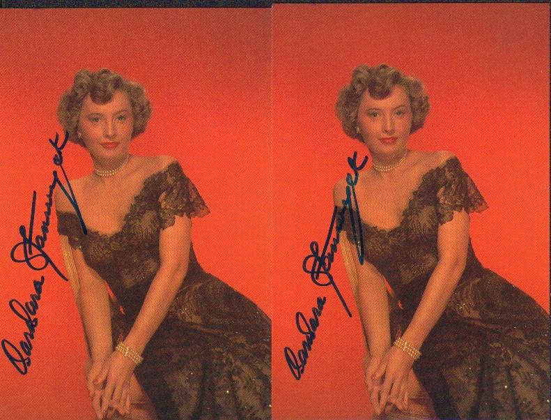 Barbara Stanwyck PAIR of signed vintage photo postacrds (1 of 1)