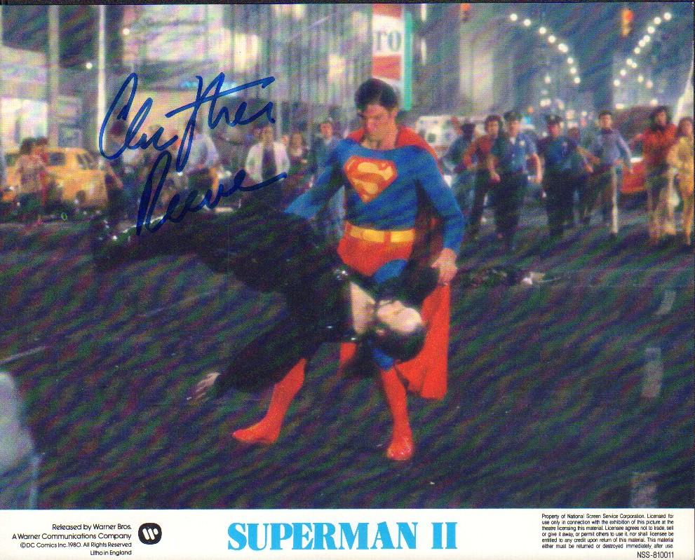 Christopher Reeve Superman II lobby still signed photograph (1 of 1)