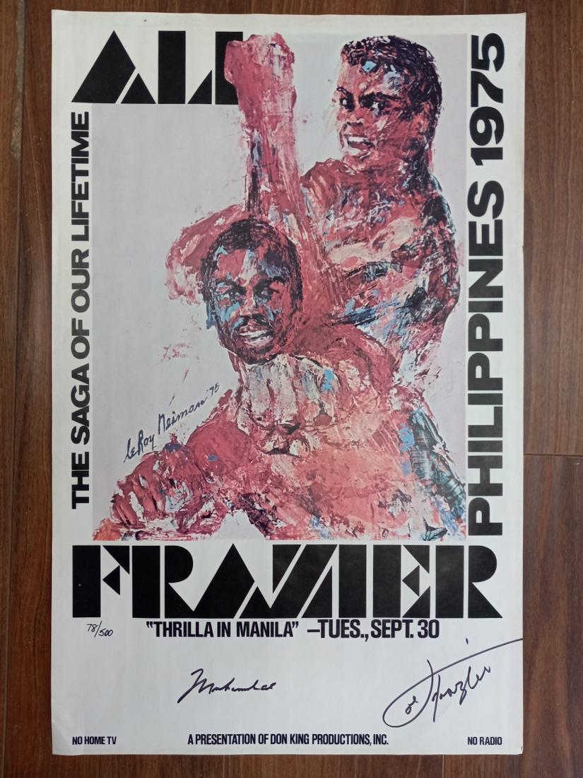 Muhammad Ali and Joe Frazier signed and numbered original Thrilla in Manilla poster with COAS and (1 of 1)