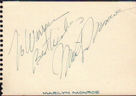 Marilyn Monroe signed autograph page (1 of 1)