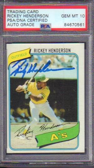 Rickey Henderson signed rookie card PSA slabbed (1 of 1)