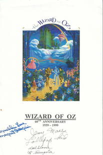 Wizard of Oz Munchkin signed print: An 11x17 print signed by two deceased munchkin stars Marget Pellegrini and Jarry Maren who adds Lolipop Kid