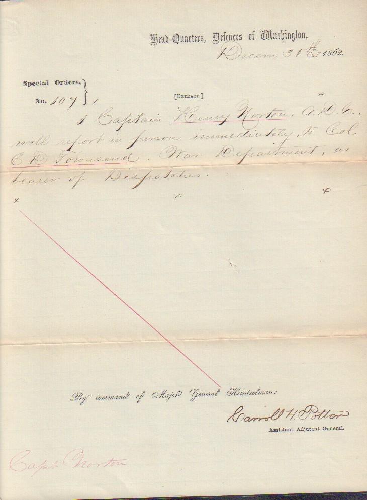 Special Order # 107 1862 Civil War (1 of 1)