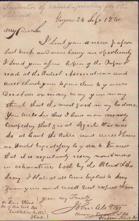 John Ashton rare letter signed inventor of Braille (1 of 1)