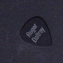 Roger Daltry concert used guitar pick: A custom pick concert used with her name on one wide and Gibson on the other with COA