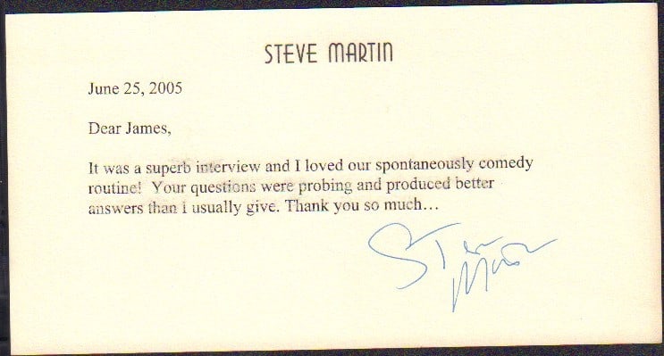 Steve Martin rare letter to James Lipton (1 of 1)