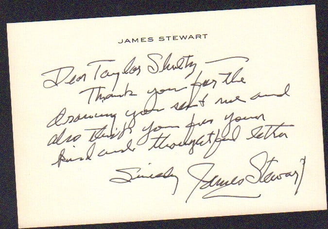 Jimmy Stewart handwritten signed letter (1 of 1)