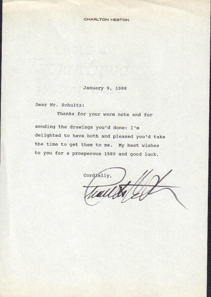 Charlton Heston signed letter (1 of 1)