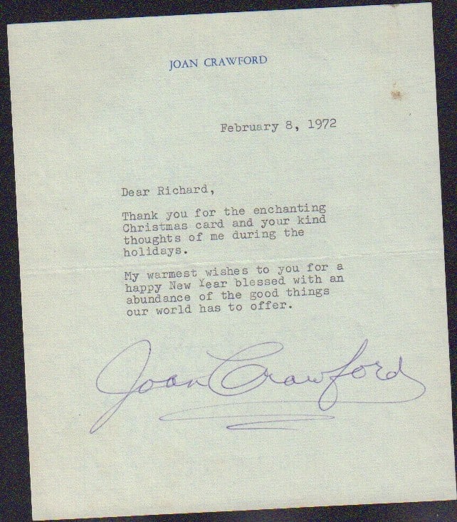 Joan Crawford letter signed (1 of 1)