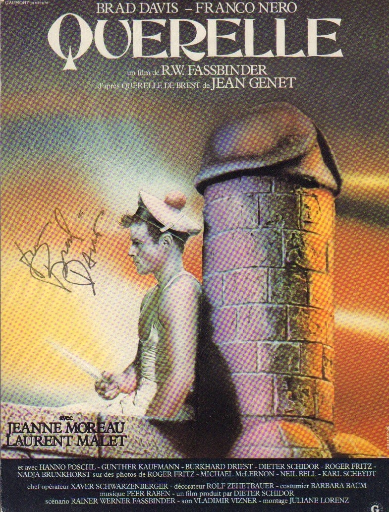 Brad Davis rare signed photo: RARE in any material this is an original Querelle heavyweight promo poster 8x10 signed by the star of the groundbreaking gay film with COA