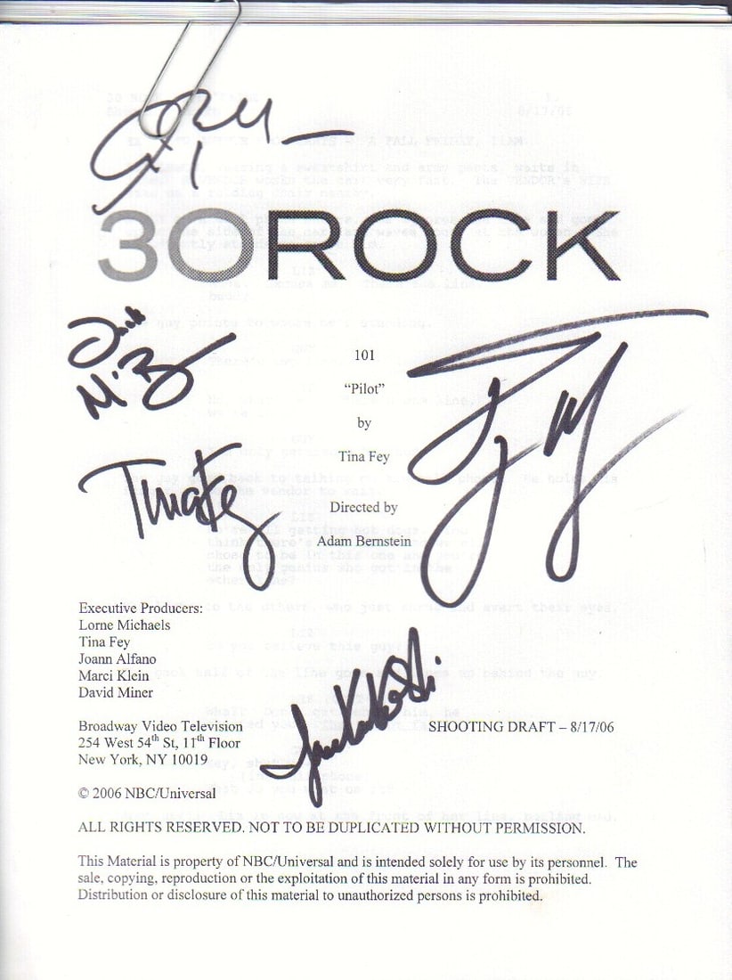 30 Rock script cast signed (1 of 1)