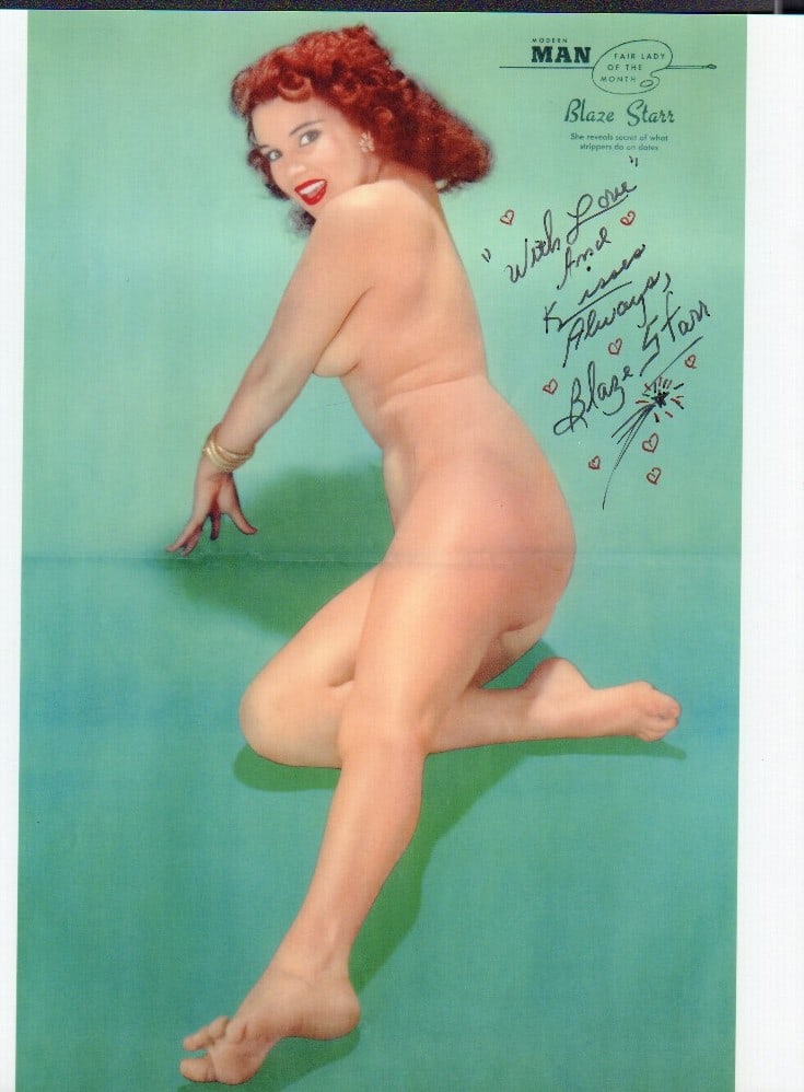Blaze Starr nude signed photograph: Famous stripper said to have slept with JFK among others signed nude 8x10 with COA