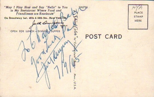 Jack Dempsey signed postcard (1 of 1)