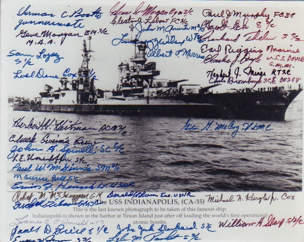 USS Indianapolis RARE signed 8x10 by astonishing number of survivors (1 of 1)