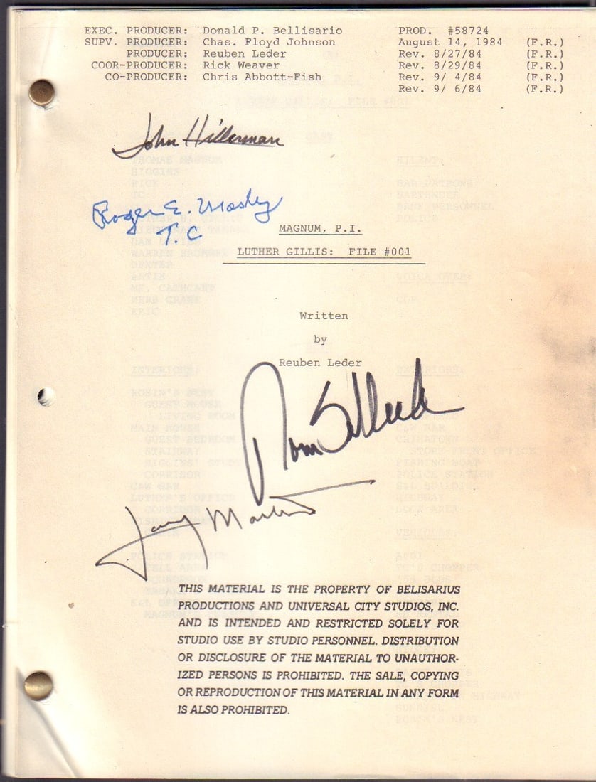 Magnum PI cast signed script (1 of 1)