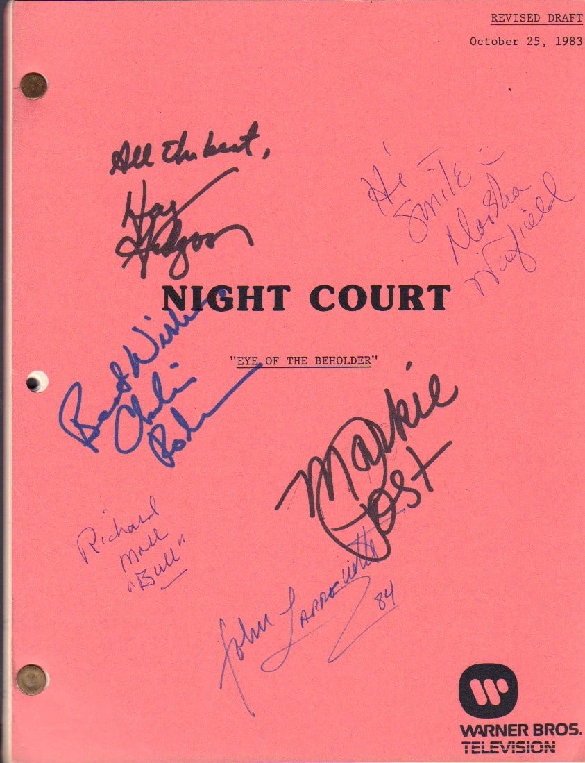 Night Court cast signed script: A Night Court cast signed script by Moll Andserson Laroquette etc with COA