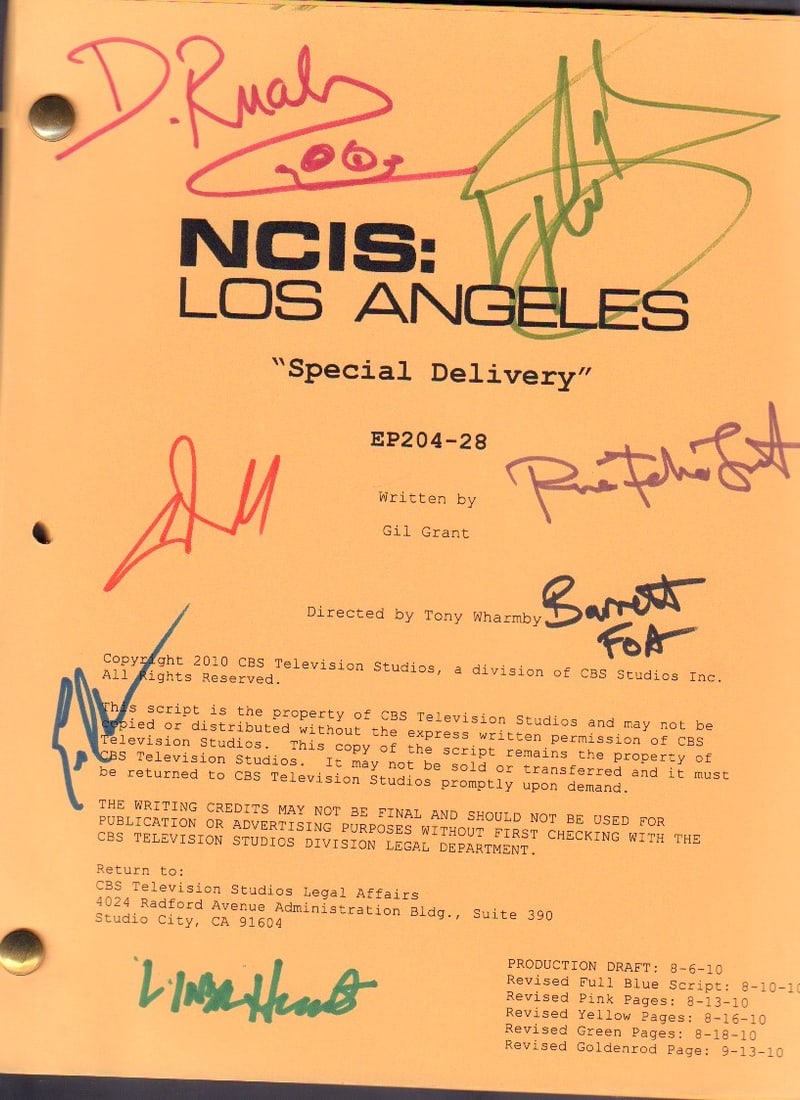 NCIS Los Angeles cast signed script (1 of 1)