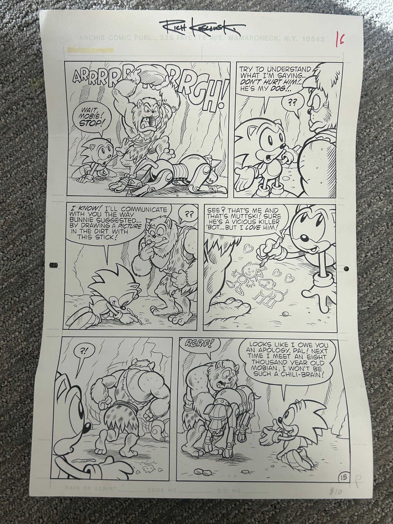 Sonic the Hedgehog original comic book art (1 of 1)