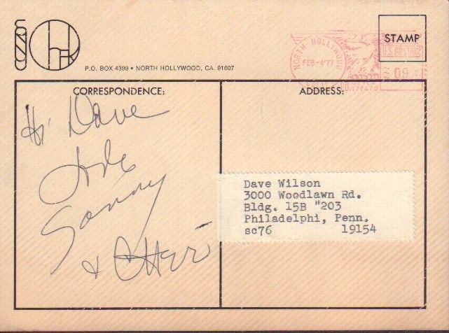 Sonny and Cher signed postcard (1 of 1)