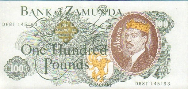 Coming to America prop bill: A prop Zamunda note used in the production of the classic film Coming to America with COA from Piece of the Past and prop house Earl Hayes Press who made it
