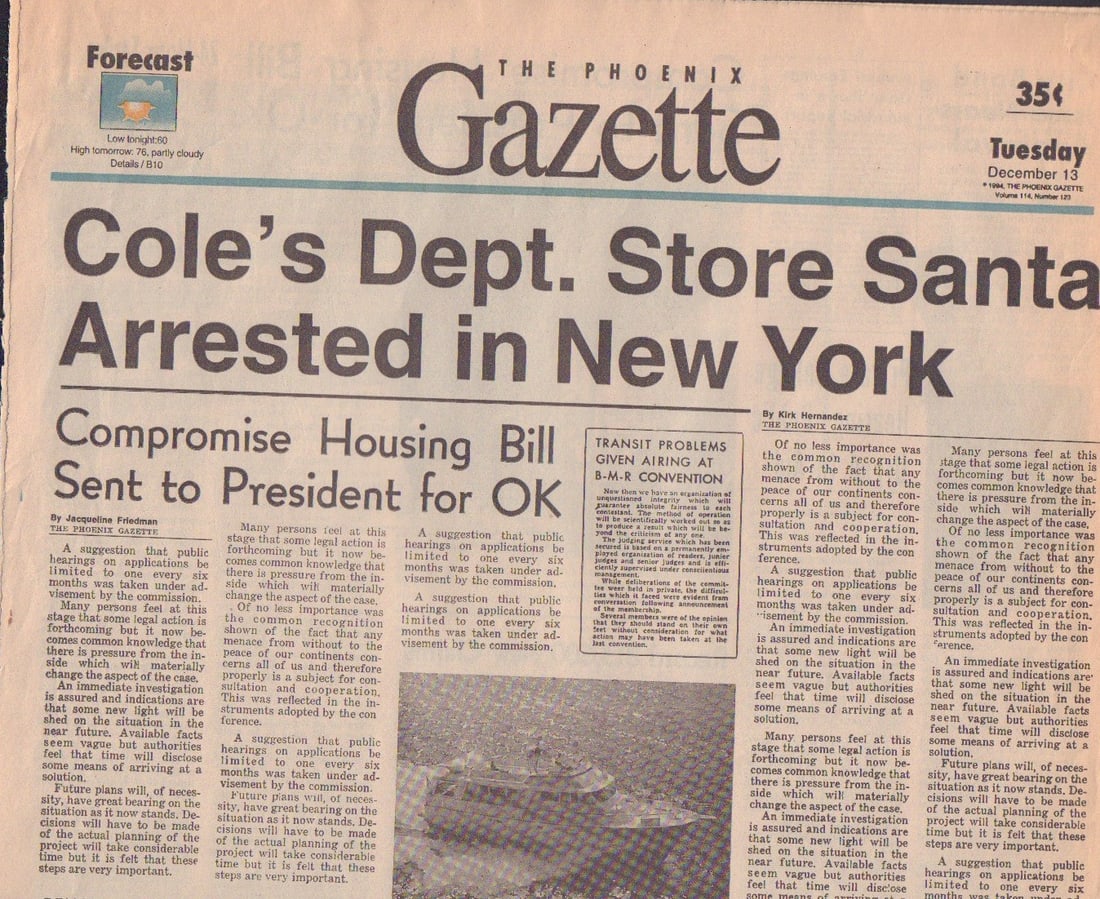 Miracle on 34th Street prop newspaper (1 of 1)