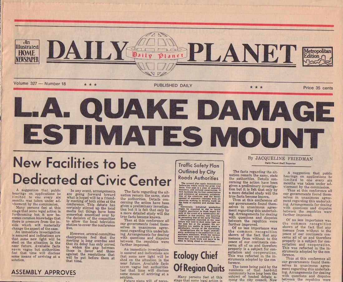 Lois and Clark prop newspaper (1 of 1)