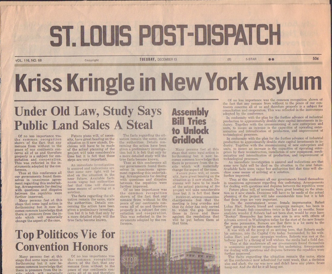 Miracle on 34th Street prop newspaper (1 of 1)