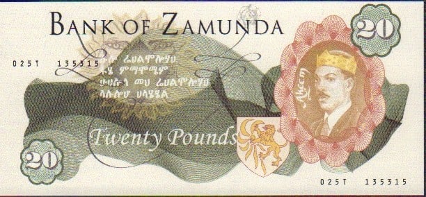 Coming 2 America prop money: A very rare prop bill redesigned for use in the recent sequel Coming 2 America with COA from Piece of the Past and prop house Earl Hayes Press who made it