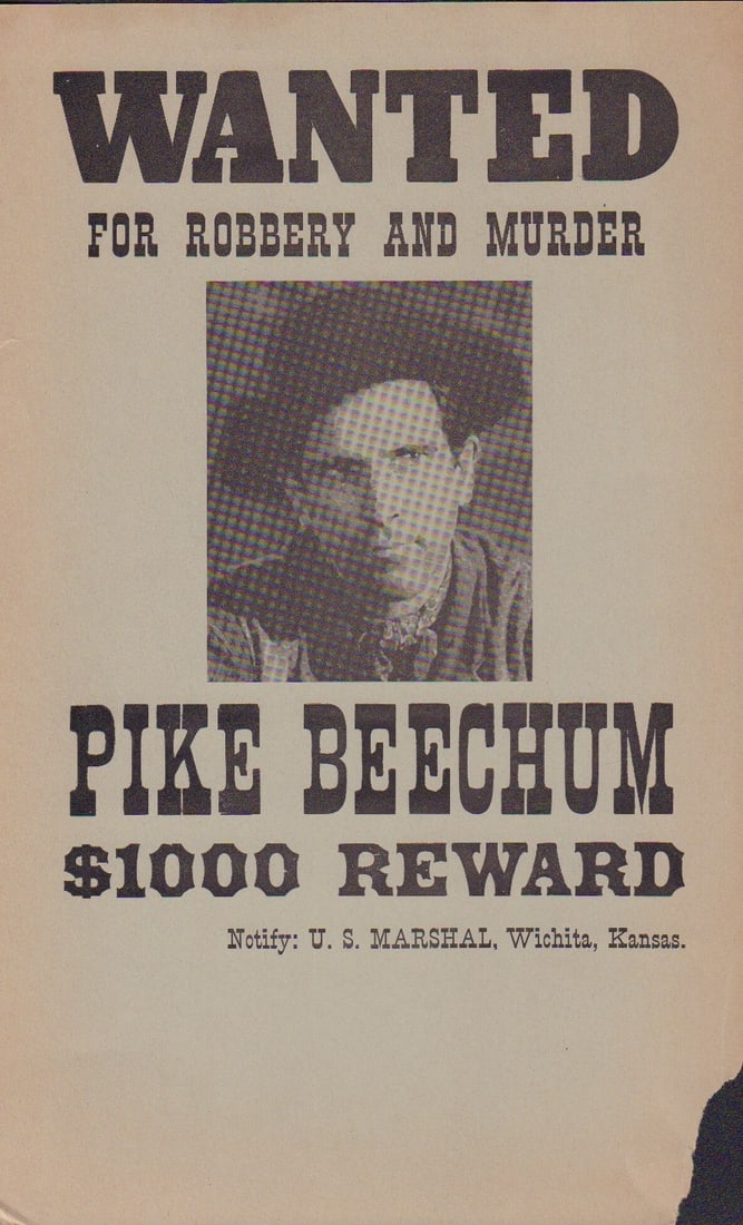Gunsmoke Prop Wanted Poster: A prop Wanted Poster used in episodes of Gunsmoke with COA from Piece of the Past and prop house Earl Hayes Press who made it