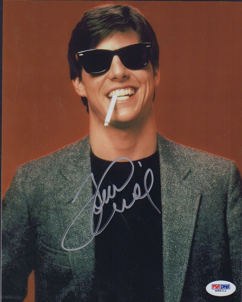 Tom Cruise signed photo: Riskey Business signed 8x10 his break out film PSA DNA sticker and card