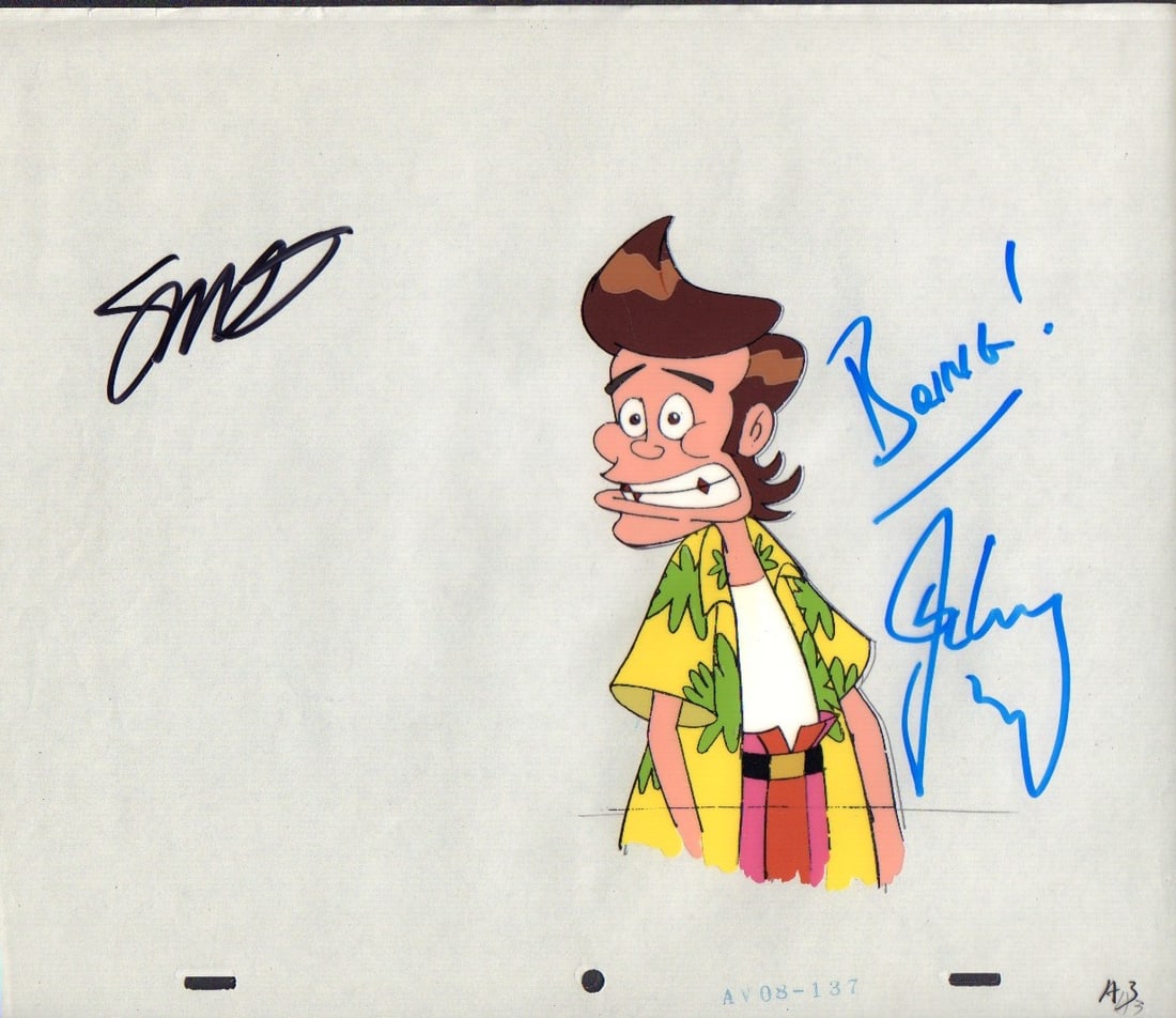 Jim Carrey and Seth McFarlane Pet Detective animation cel signed (1 of 1)