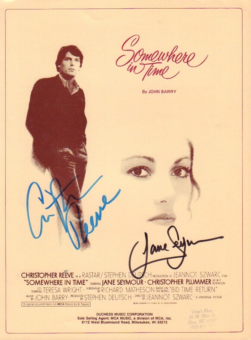 Somewhere in Time sheet music cast signed (1 of 1)