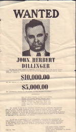 Dillinger Rare Outdoor Wanted poster