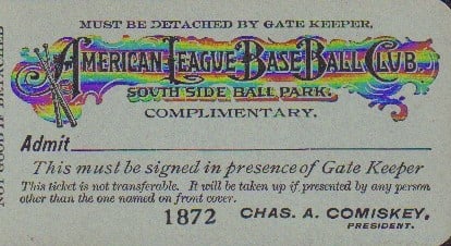 Turn of the Century Baseball ticket: A turn of th Centuryt Baseball American League Club ticket RARE
