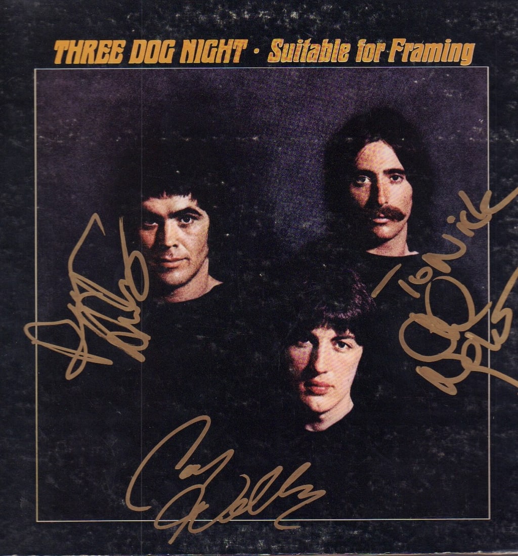 Three Dog Night rare signed LP: Rare to get all three two now deceased Chuck Negron Corey Wells and Danny Hutton with COA