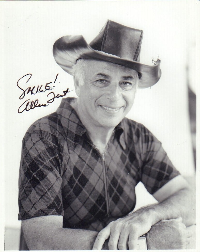 Allen Funt signed photograph: Rare signed 8x10 adding Smile from the Candid Camera creator and host with COA