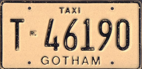 Batman Returns original Gotham Taxi license plate prop