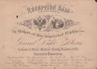 Grand Duke Alexis RARE dinner invitation
