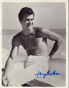 Tony Curtis shirtless signed photograph