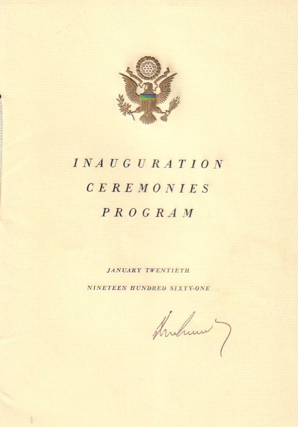 John F Kennedy signed Innauguration Program (1 of 1)