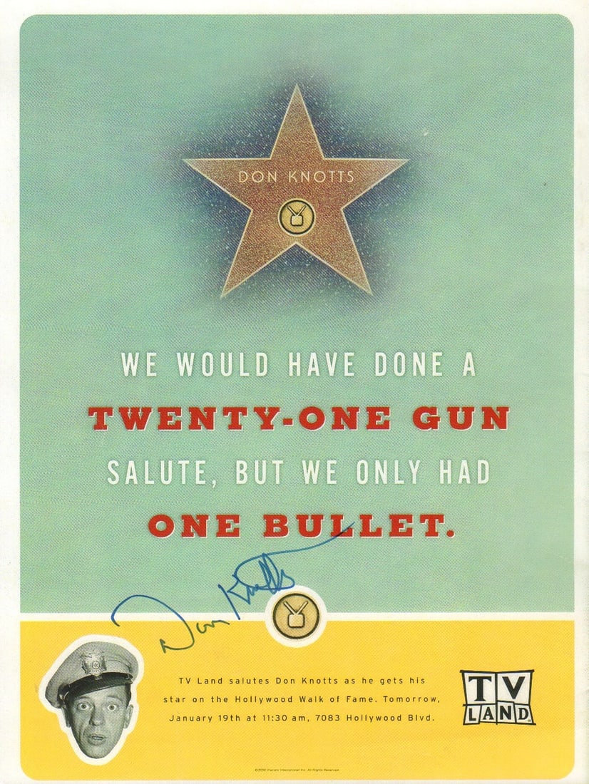 Don Knotts signed TV Land poster (1 of 1)