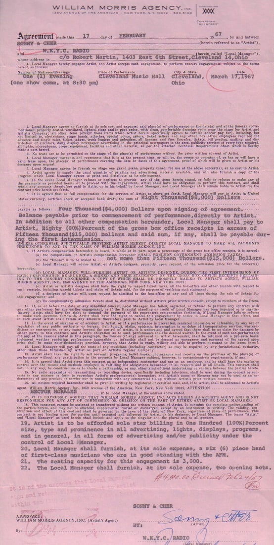 Sonny and Cher contract (1 of 1)