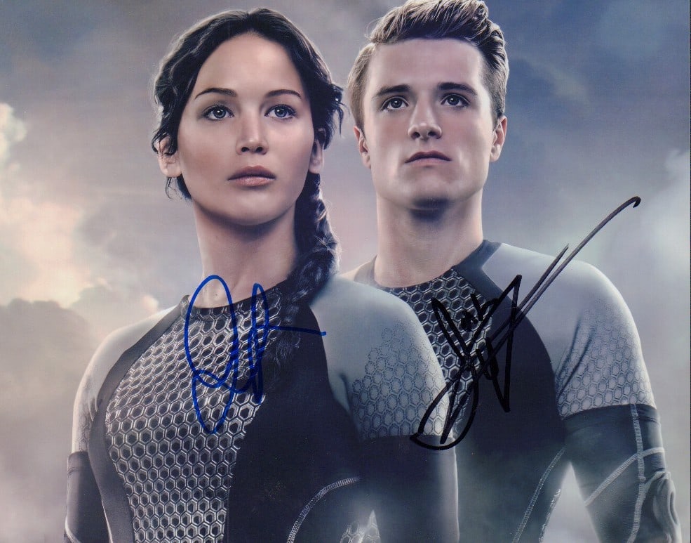 Josh Hutcherson and Jennifer Lawrence signed Hunger Games photograph (1 of 1)