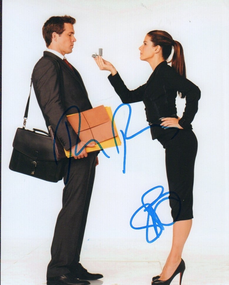 Ryan Reynolds and Sandra Bullock signed photograph (1 of 1)