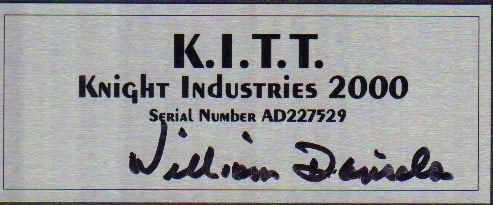 William Daniels KITT plate signed (1 of 1)