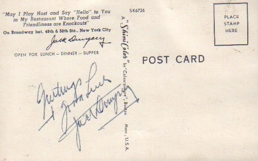 Jack Dempsey signed postcard (1 of 1)
