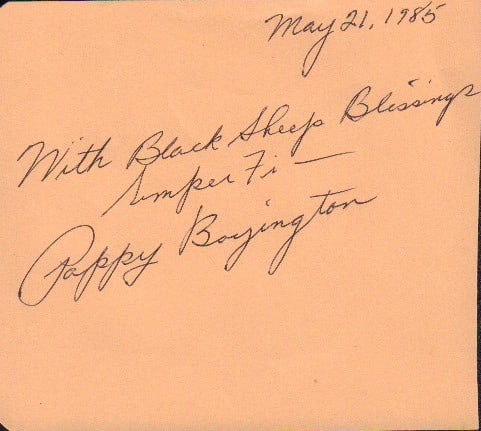 Pappy Boyington signed page (1 of 1)
