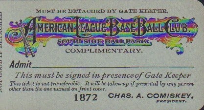 RARE turn of the century baseball ticket: Circa 1920s American Laegue Baseball Club ticket unsued rare nice This item comes with a fully illustrated serial numbered letter of authenticity guaranteeing its authenticity for the life of the piec
