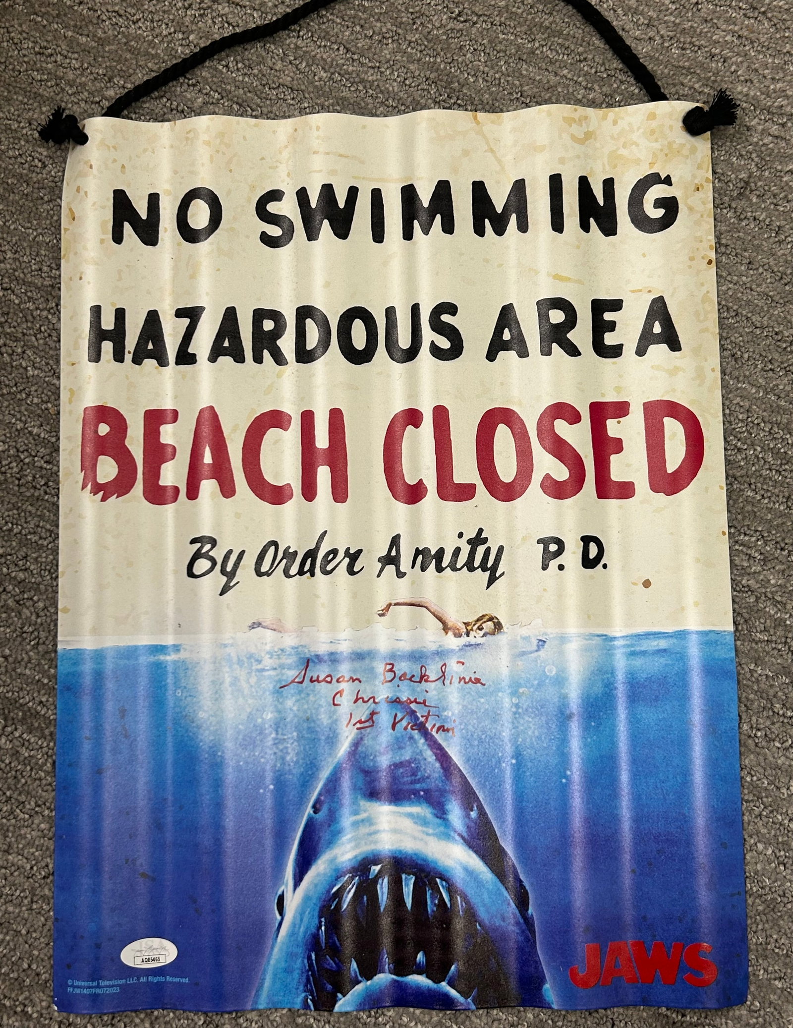 Susan Backlinie JAWS sign (1 of 1)